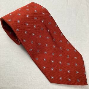Brooks Brothers 346 Orange Silk Paisley Foulard Repp Wide Tie Office Formal Gift